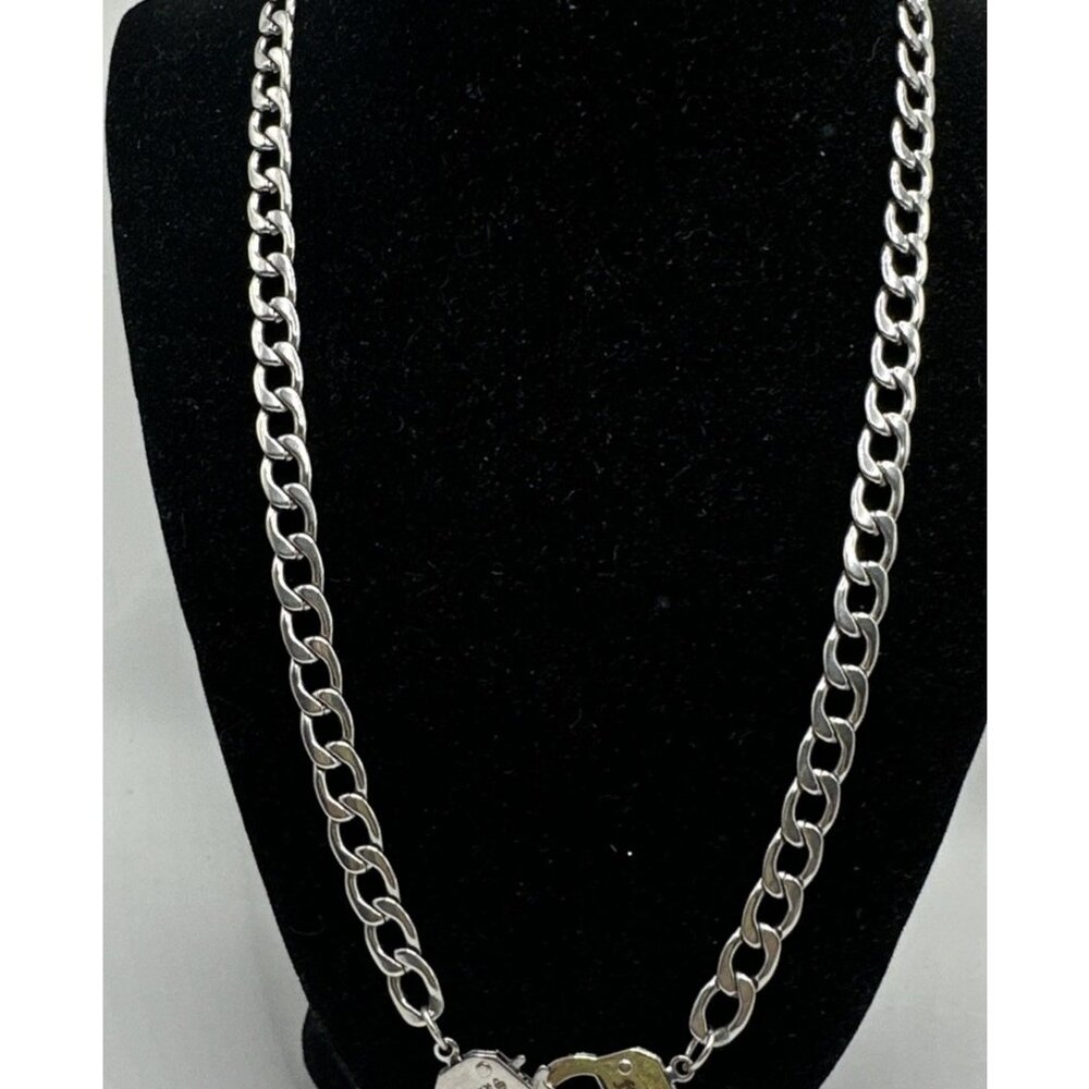 Fears VF stainless steel Silver Tone  handcuff necklace 20” Link Chain